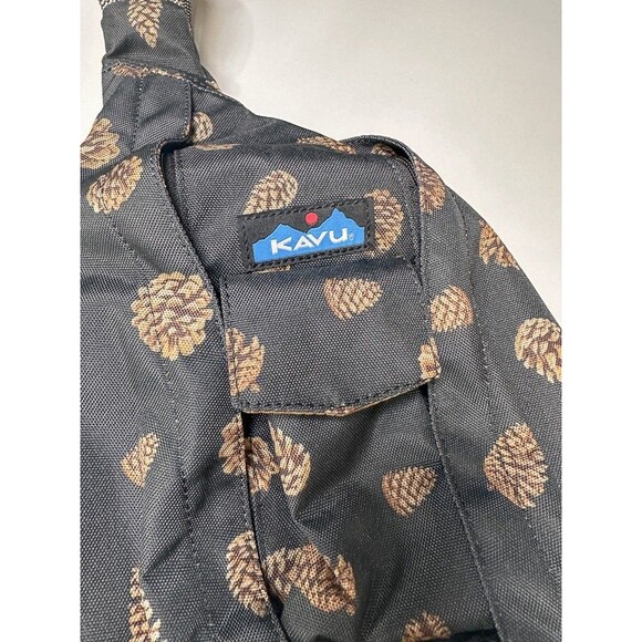 KAVU Rope Sling Bag Pine Cone Black Crossbody Travel Backpack Outdoor Hiking - Picture 2 of 11